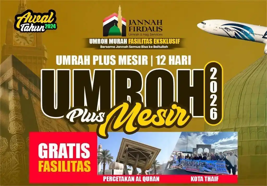 Paket umroh plus Mesir awal tahun 2026 dengan kunjungan ke situs sejarah Islam dan Piramida